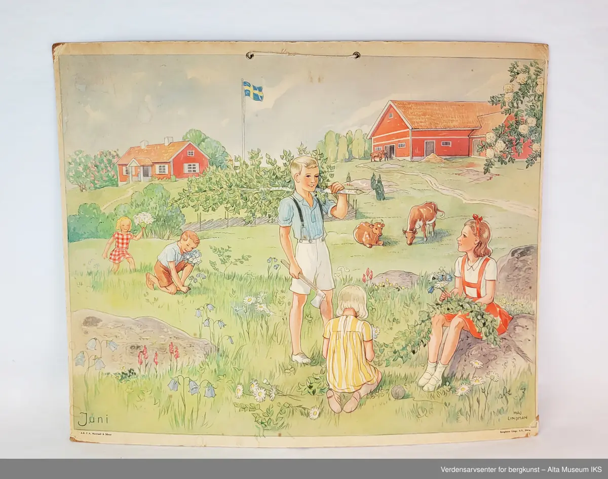 Skoleplansjer med tegnede bilder av alle årets måneder