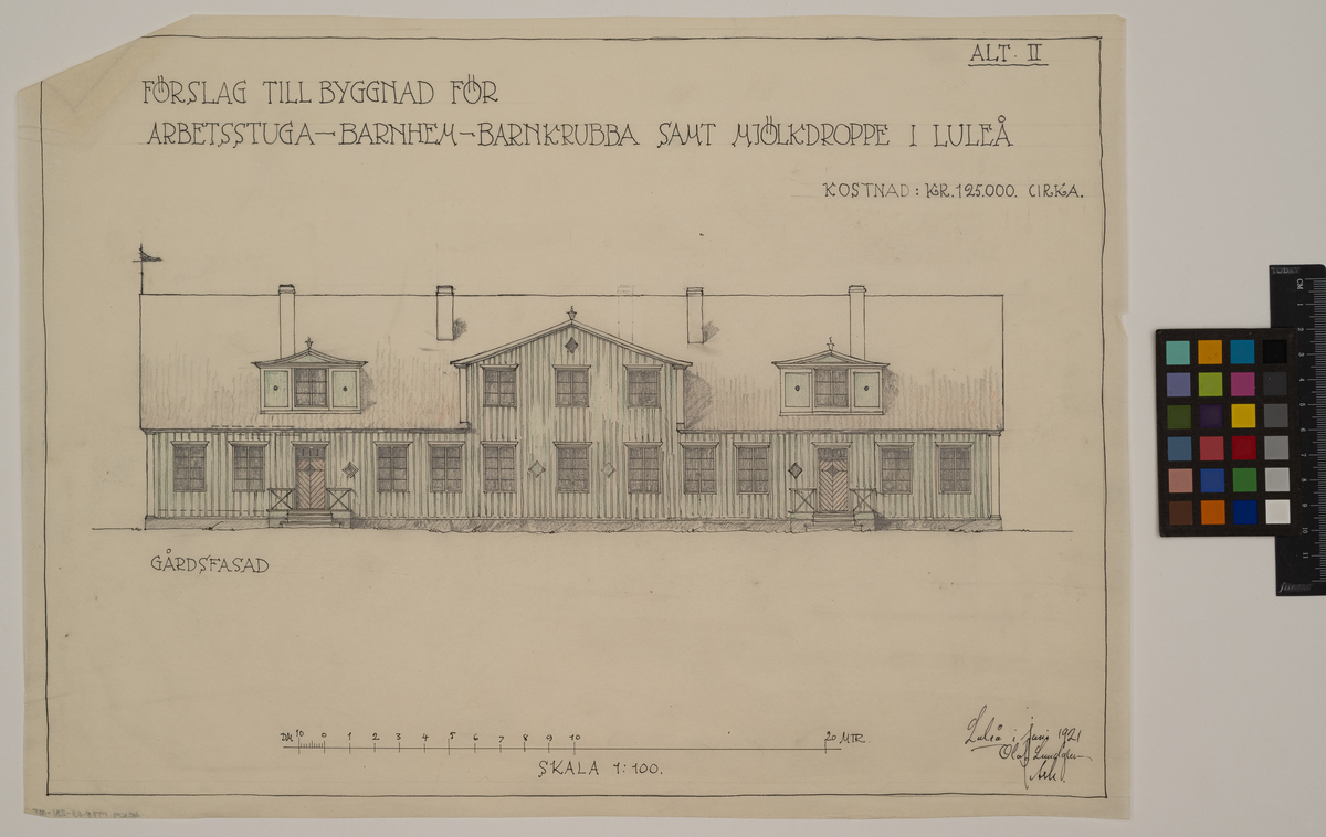 Barnhem, arbetsstuga, mjölkdroppe och barnkrubba
Alterantiv 2