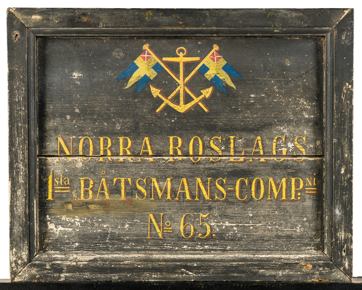 Ankare och 2 örlogsflaggor med 1815-1844 års unionsmärke.