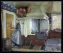 Kök i Sorunda. Oljemålning av Fanny Brate, 1916.