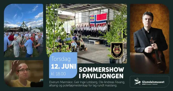 Grafikk med flere bilder og tekst som omtaler et sommerarrangement