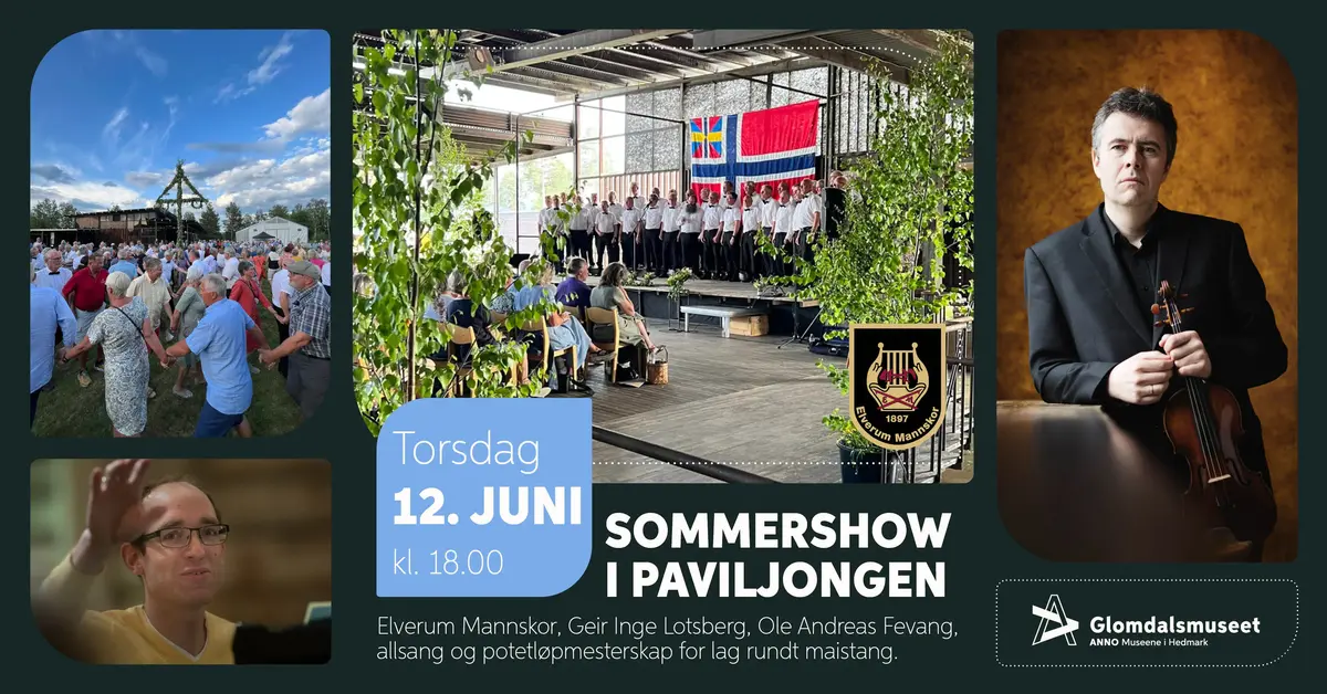 Grafikk med flere bilder og tekst som omtaler et sommerarrangement