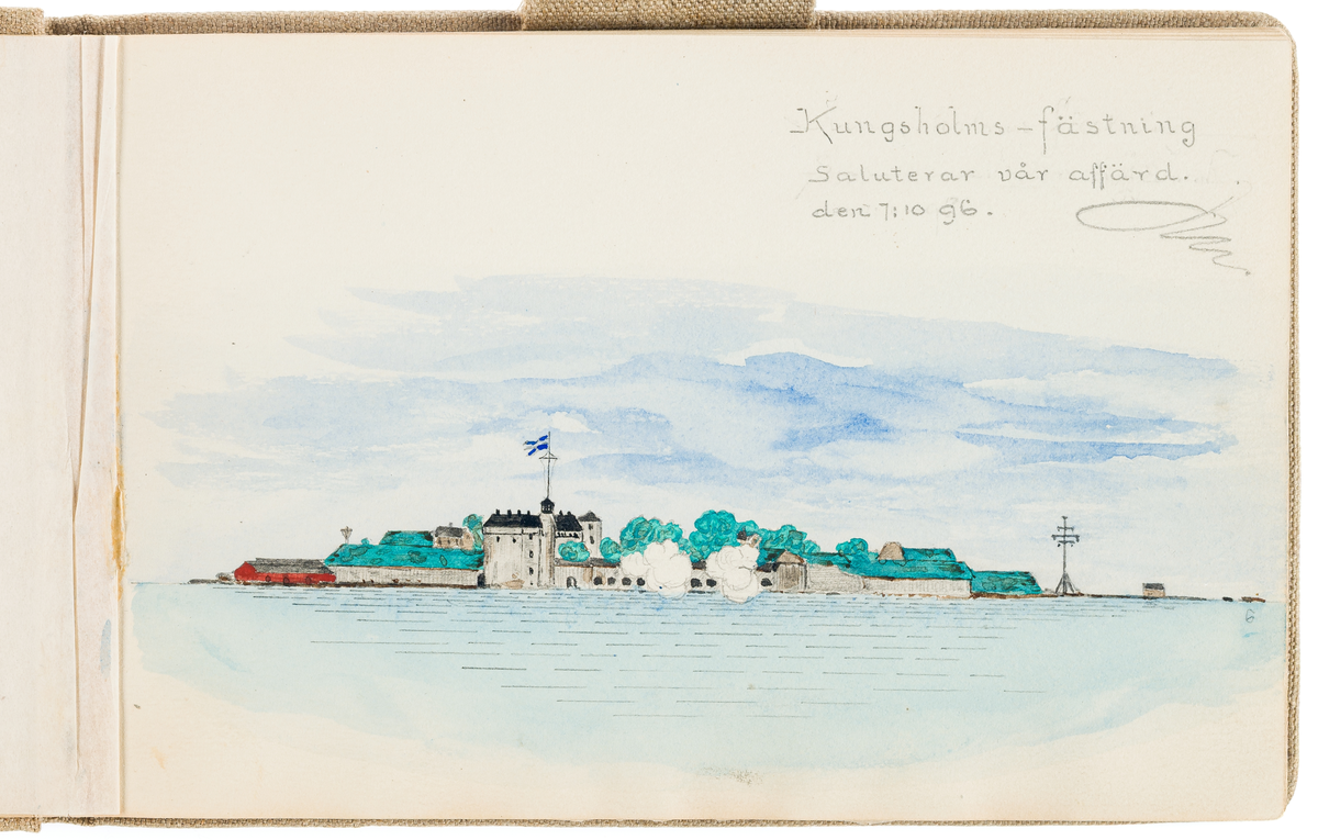 Anteckningsbok med teckningar, akvareller och foto från Balders långresa vintern 1896-97.
