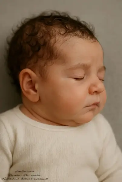 Portrett av mørkhåret baby