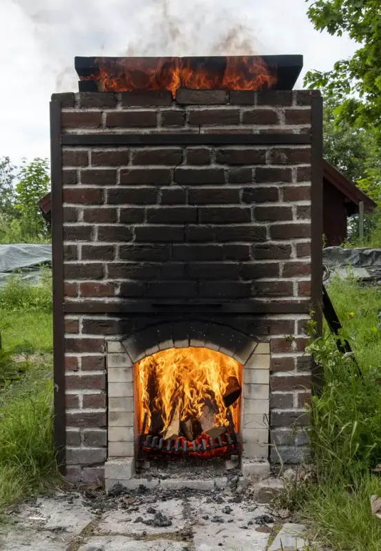 Mursteinsovn som brenner kalk