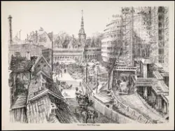 Gunneriusgata. Hotell Viking bygges [litografi]