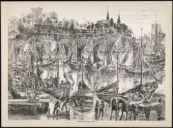 Fra den gamle havna i Vika [litografi]