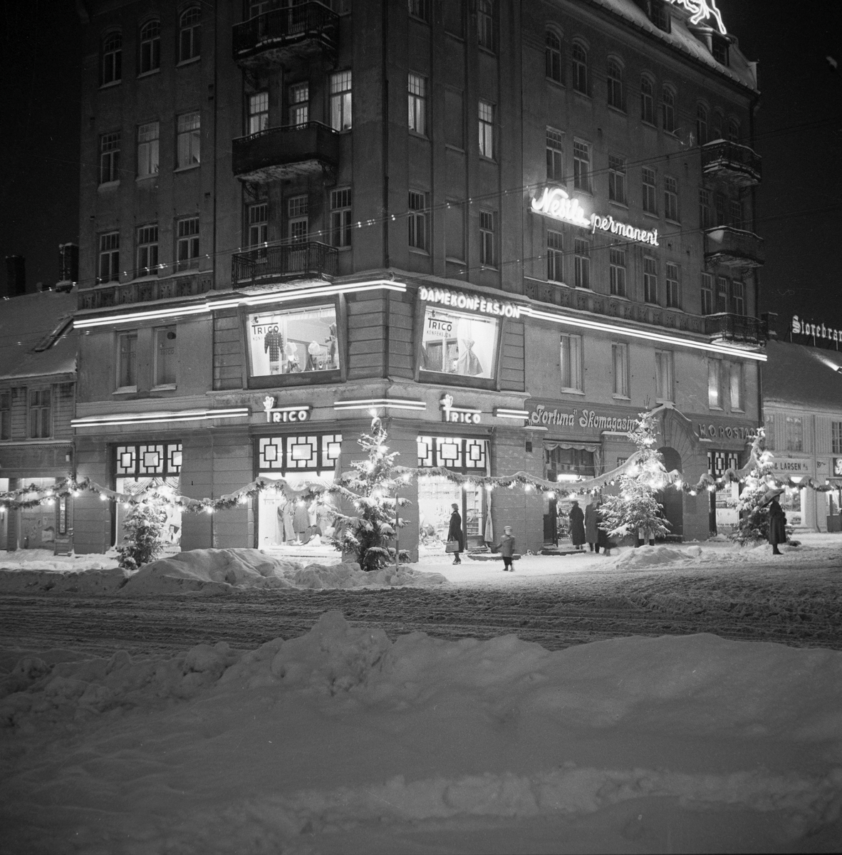 Julegatene i Trondheim sentrum 1956