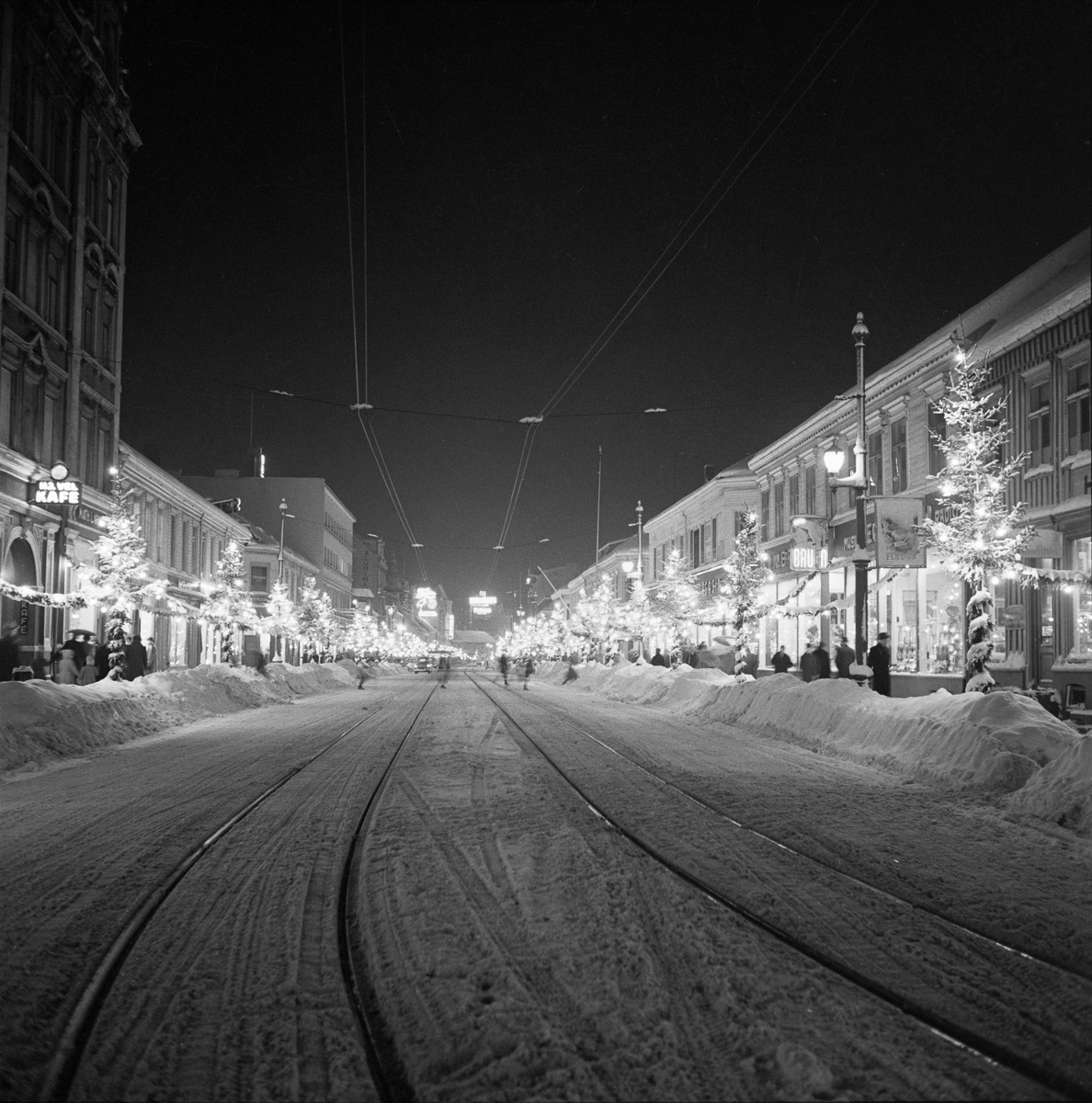 Julegatene i Trondheim sentrum 1956