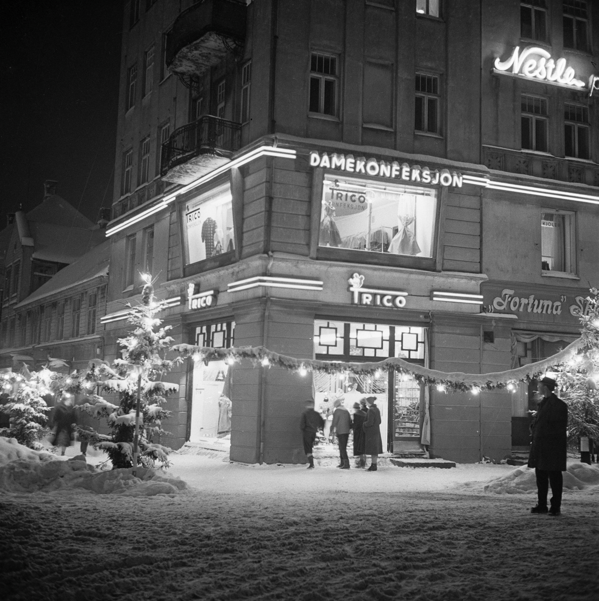 Julegatene i Trondheim sentrum 1956