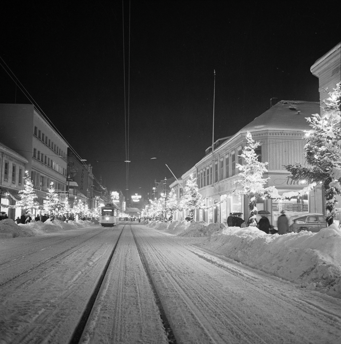 Julegatene i Trondheim sentrum 1956