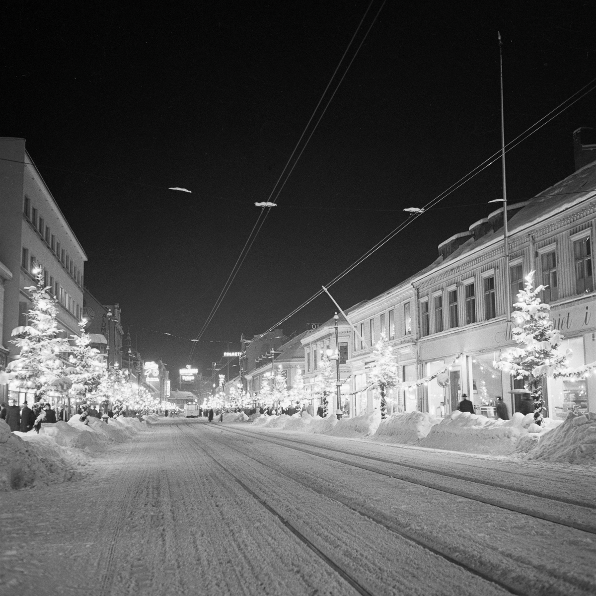 Julegatene i Trondheim sentrum 1956