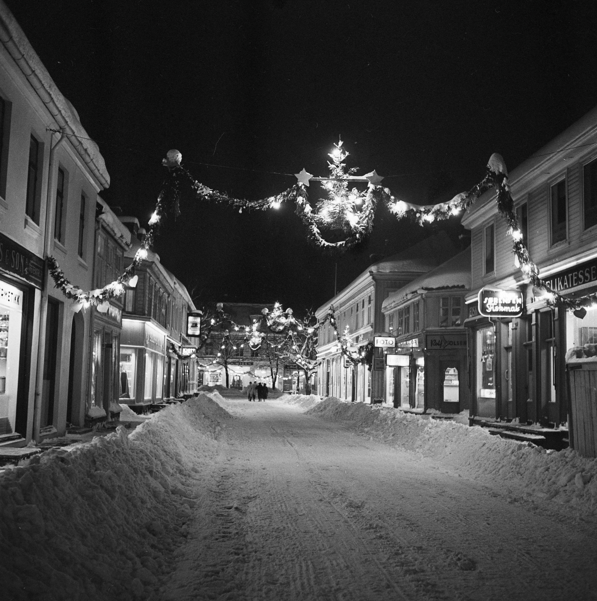 Julegatene i Trondheim sentrum 1956