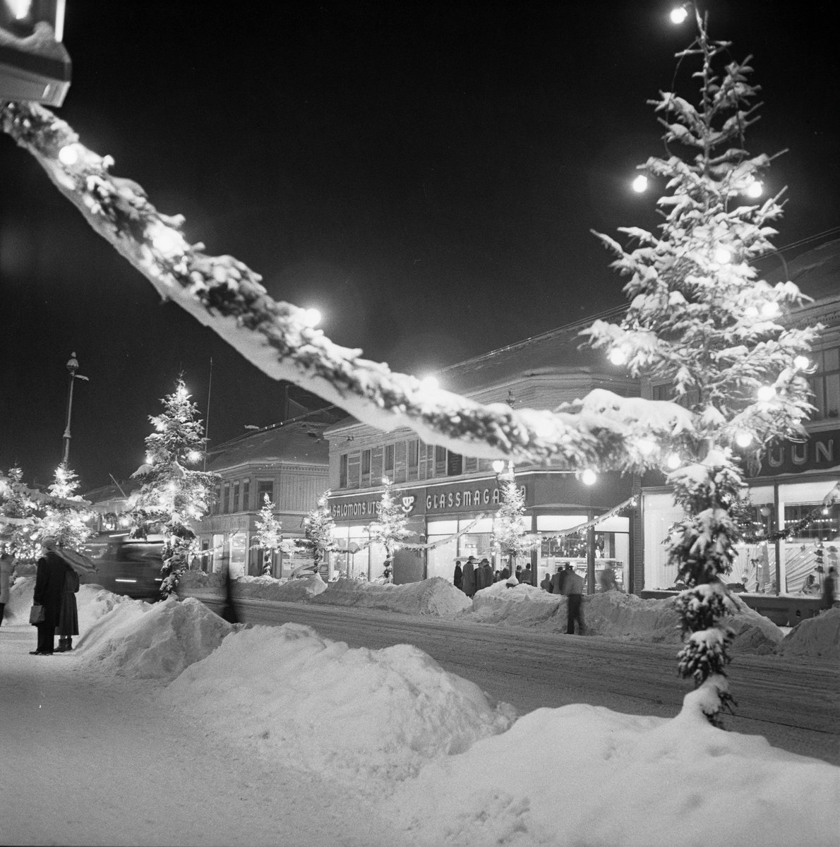 Julegatene i Trondheim sentrum 1956