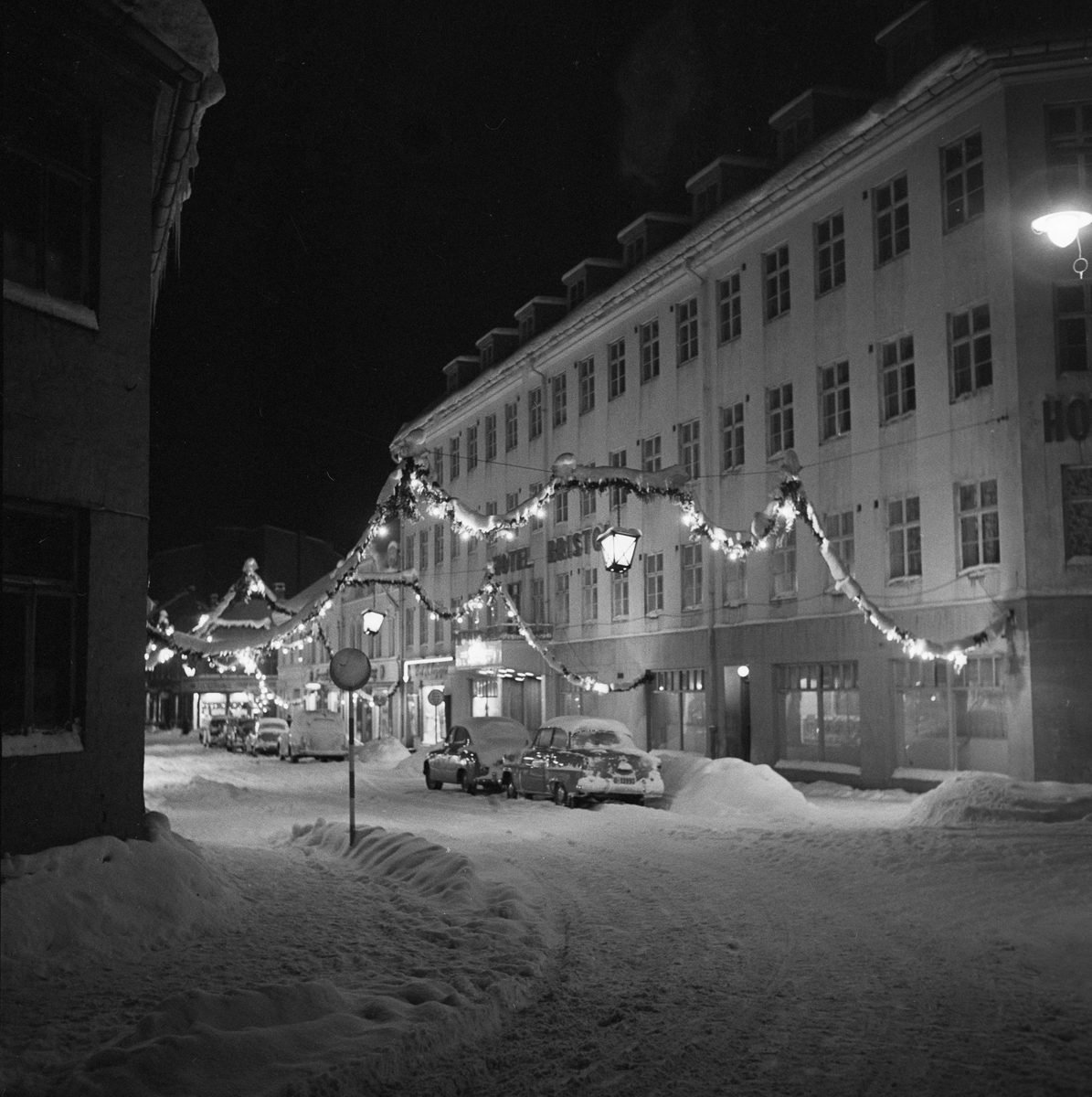 Julegatene i Trondheim sentrum 1956