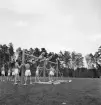 Gymnastiken 1944.
Gymnastikuppvisning på bommar av manliga gymnaster.