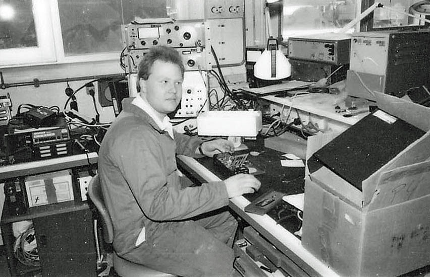 Personal vid Miloverkstaden i Skövde i april 1986.