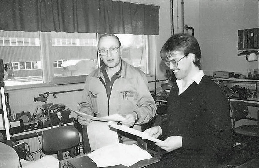 Personal vid Miloverkstaden i Skövde i april 1986.