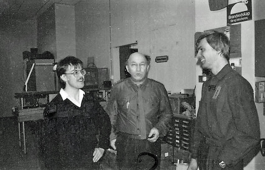 Personal vid Miloverkstaden i Skövde i april 1986.