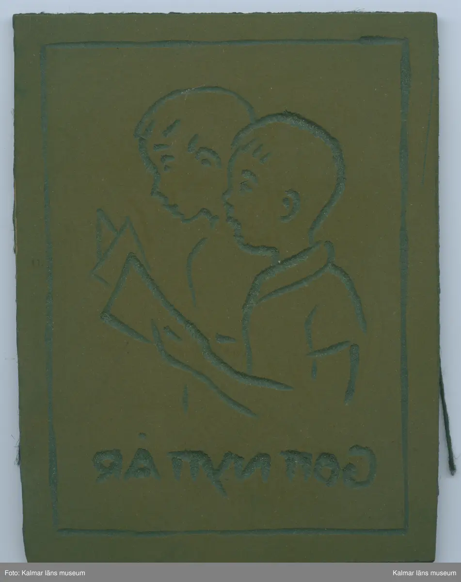 KLM 46734:30. Tryckplåt, kliché, 4 st. Tryckplåt av linoleum på väv. Med olika motiv av Lotte Laserstein. Använda för att trycka kort. Se KLM 46734:31:1-2, konstkort.