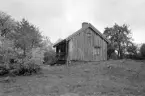 Stugan Hagalund under dubbelgården Smedstorp i Norra Vi. Foto i samband med stugans restaurering 1983.