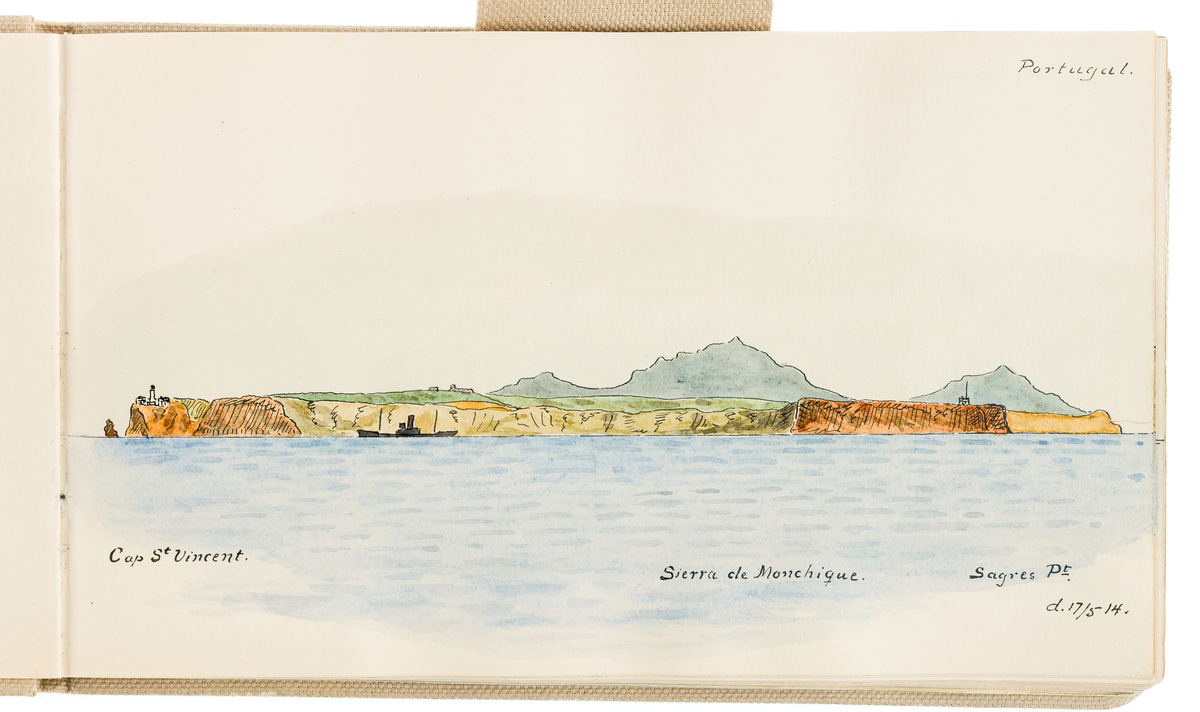 Denna kolorerade förtoning visar kusten kring Kap Sankt Vincent i Portugal.