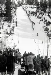 Hoppbakke. Bjartbakken på Oppsal i Oslo. Bildet er trolig i 