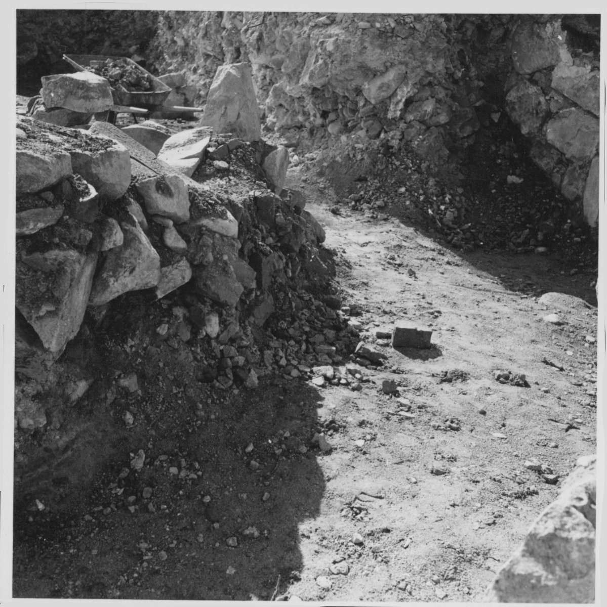 Fotografier och negativ från den arkeologiska undersökningen vid Gudsberga Kloster 1959-61.