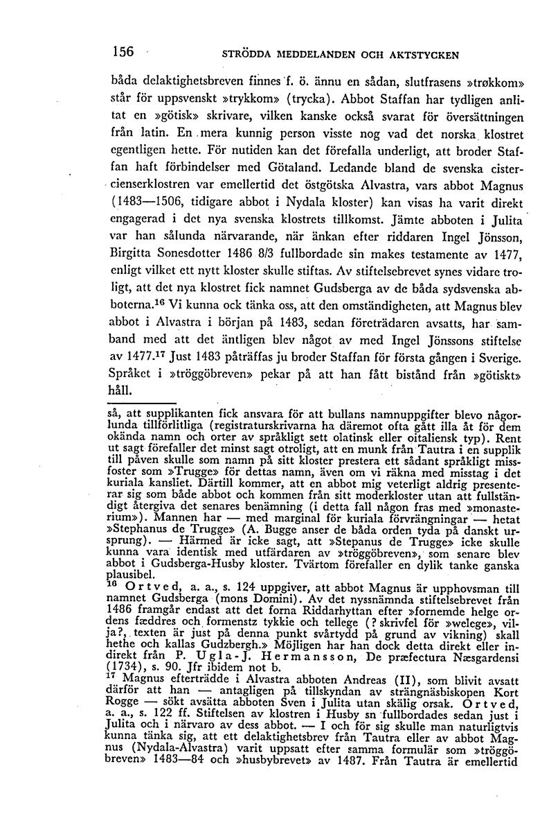'Vart låg Tröggö kloster?' Av Sven Ljung. Särtryck ur Historisk Tidskrift 1959.

Uppsatsen behandlar två delaktighetsbrev från 1483 och 1484 med ett samband med Gudsberga.