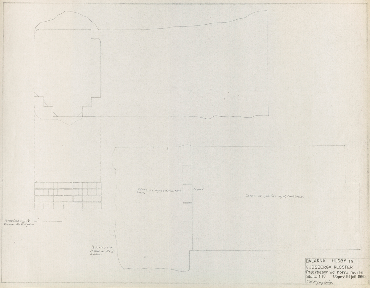 Karta, planritningar, m.m. över Gudsberga kloster i Husby socken. Av Åke Hyenstrand, Kersti Jobs, Per Henrik Rosenström och Björn Hallerdt, uppmätt 1959-61.