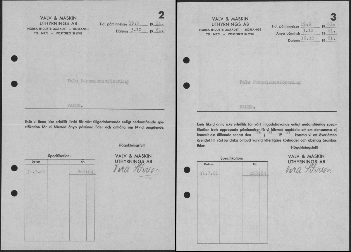 In- och utbetalningar för de arkeologiska undersökningarna i Gudsberga kloster år 1959-61.