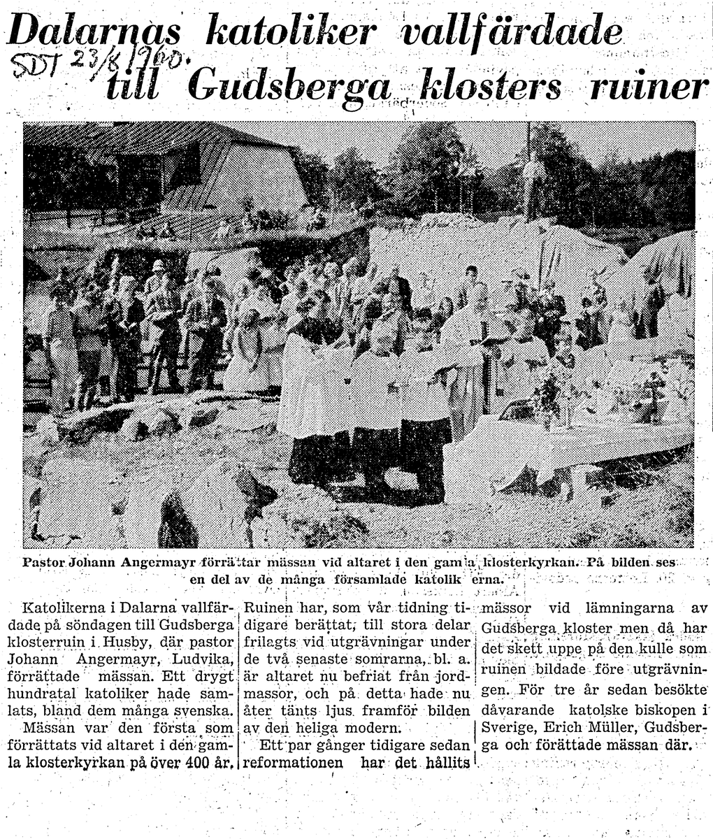 Tidningsartiklar från åren ca 1941-1963 gällande Gudsberga kloster.