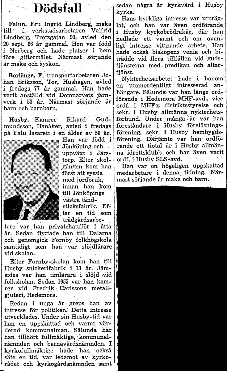 Tidningsartiklar från åren ca 1941-1963 gällande Gudsberga kloster.