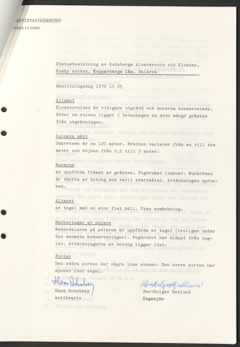 ’Restaurering av Gudsberga klosterruin’ år 1978, av RAÄ Vårdsektion. 

Materialet är en kopia ifrån Riksantikvarieämbetets antikvariskt topografiska arkiv
