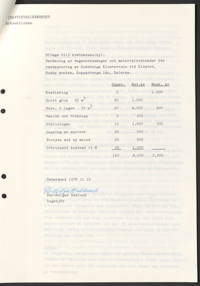 ’Restaurering av Gudsberga klosterruin’ år 1978, av RAÄ Vårdsektion. 

Materialet är en kopia ifrån Riksantikvarieämbetets antikvariskt topografiska arkiv