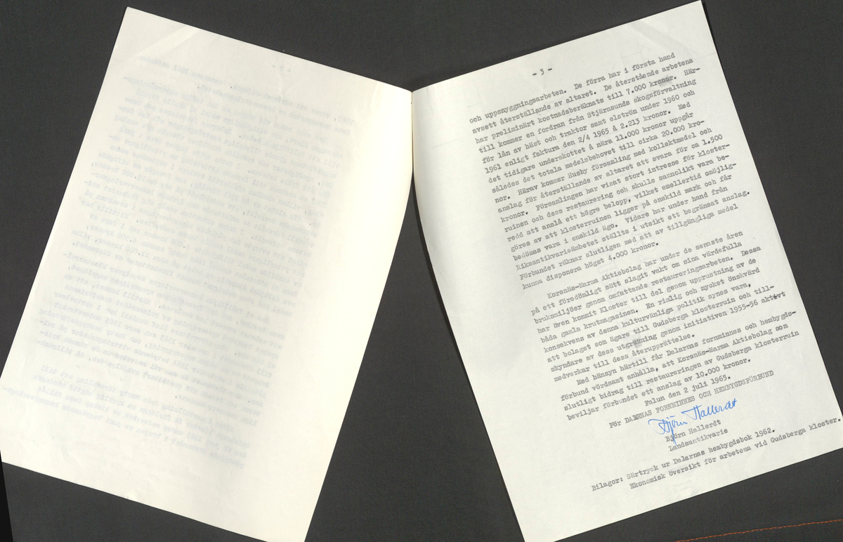 Korrespondens 1929-1973 ang undersökning vid Gudsberga kloster. Om bl.a. anslag, fynd, arbetskraft, m.m. 

Materialet är kopia ifrån Riksantikvarieämbetets antikvariskt topografiska arkiv.
