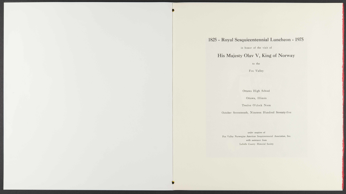 Programhefte for lunsj med Kong Olav i 1975
