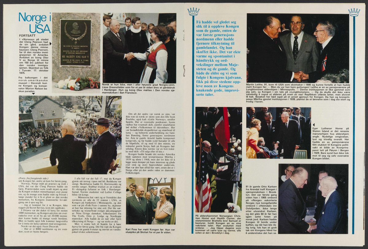 Norsk Ukeblad spesialhefte "Med kong Olav i USA", Nr 47 - 1975