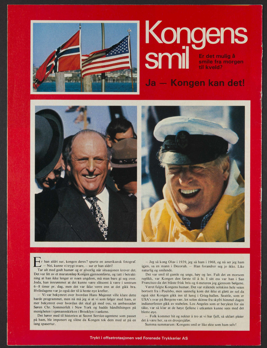 Norsk Ukeblad spesialhefte "Med kong Olav i USA", Nr 47 - 1975