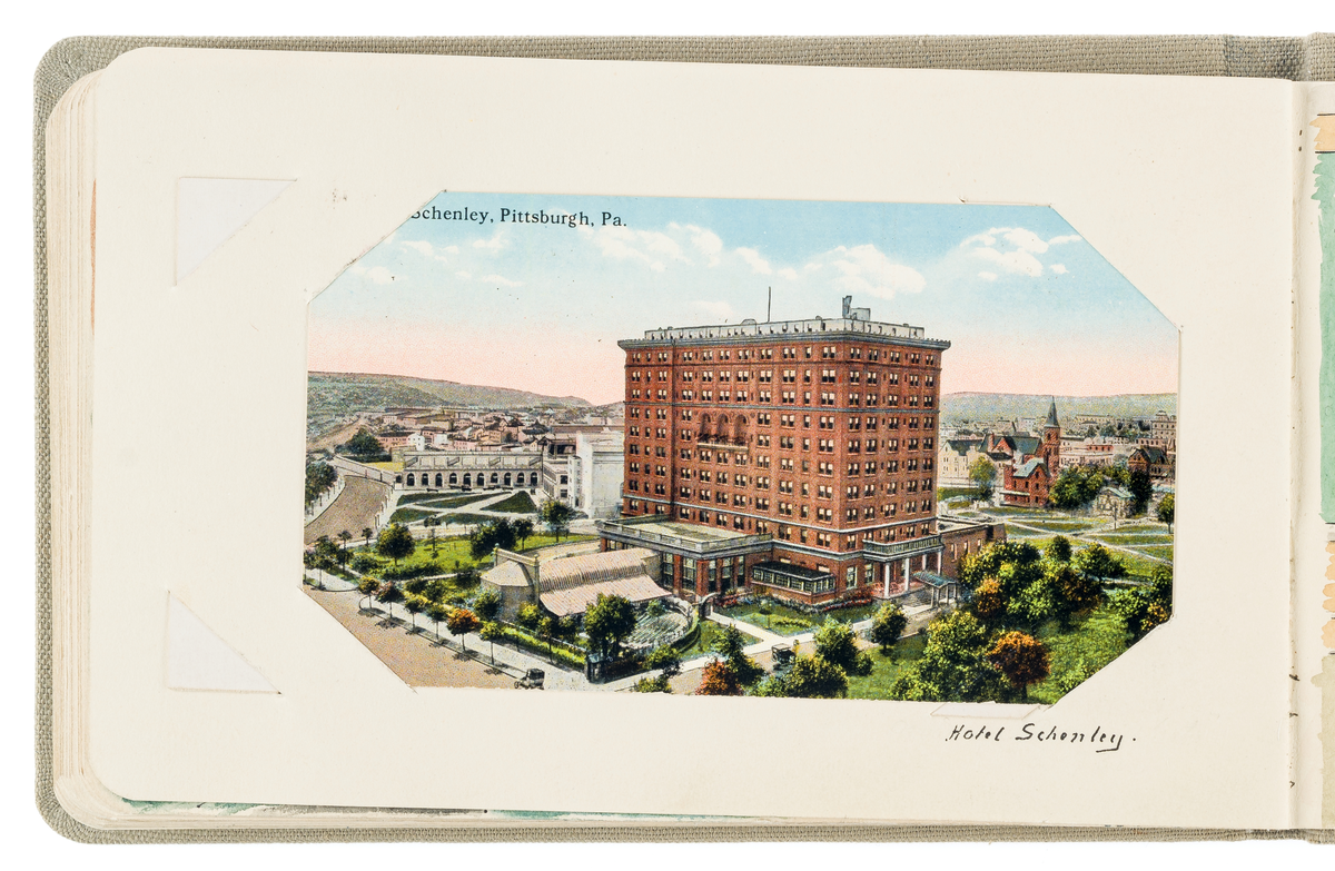 Vykortet visar hotell Schenley i Pittsburg.