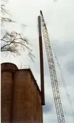 Uppsättning av skorsten silo SOAB; hetoljeanläggning