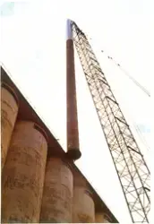 Uppsättning av skorsten silo SOAB; hetoljeanläggning