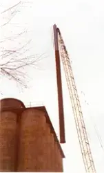 Uppsättning av skorsten silo SOAB; hetoljeanläggning