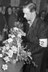 Hantverkstävling på Rotundan den 2 april 1950. Blomsterbindning.