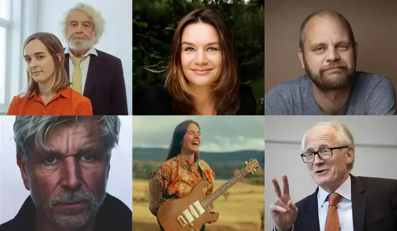 Ine og Edvard Hoem, Ruth Lillegraven, Mímir Kristjánsson, Karl Ove Knausgård, Symre og Kai Eide