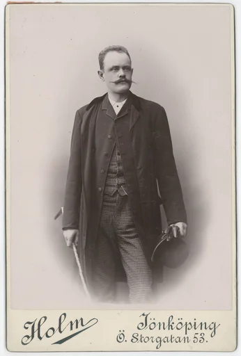 Porträtt på Carl (Ola) Lindqvist, Anställd på Lundgrenska Boktryckeri, Jönköping
