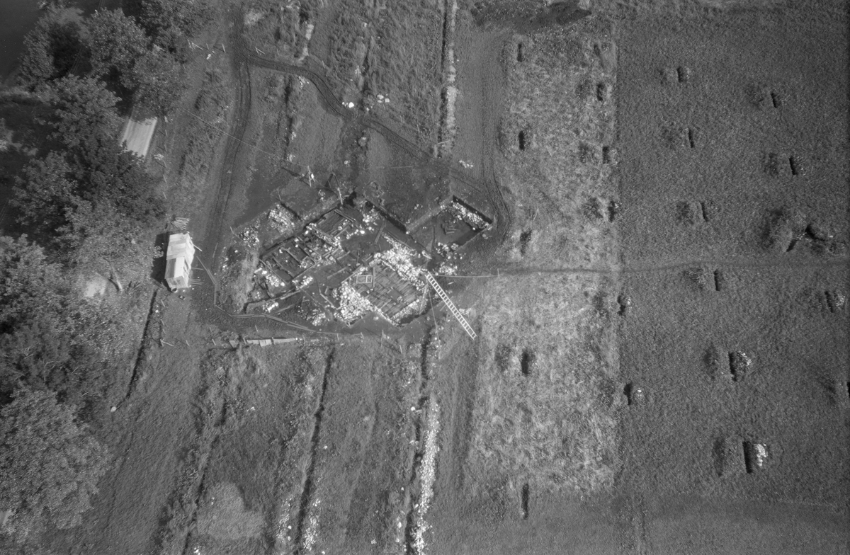 Flyfoto av utgravingar av Borgundkaupstaden i 1954.