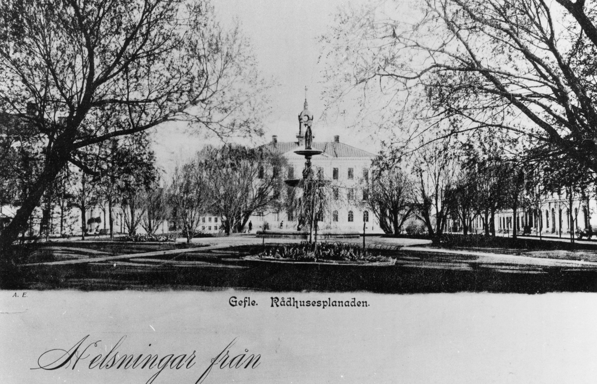 Gävle stad – Norr, Rådhusesplanaden.
Vykort med Rådhusesplanaden, början av seklet.
