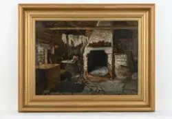 Kök i timrad stuga, Finnatorp [OLJEMÅLNING]