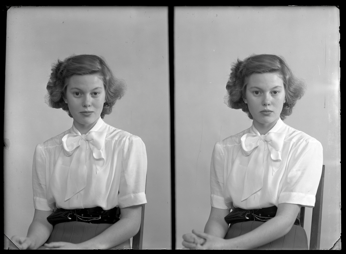Porträtt, pass. Ingrid Edvardsson, Sala Lantbruksskola, Sala.
Ur Gustaf Åhmans samling.
